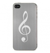Plaque arrière en aluminium brossé Moxie Topalu clé de sol pour iPhone 4 /4S