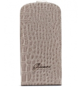 Etui à rabat finition croco glossy. Beige Galaxy SIII Mini