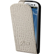 Etui à rabat finition croco glossy. Beige SIII