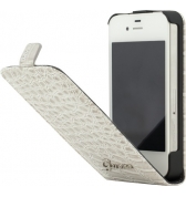 Etui à rabat finition croco glossy. Beige iPhone 4/4S