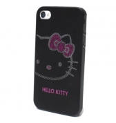 Coque Arri&egrave;re avec Strass Noire Hello Kitty pour IPhone 5