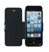 Etui batterie &agrave; rabat noire 2400maH pour iPhone 5