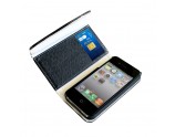 Etui porte-feuille zip en similicuir noir  pour iPhone 4 et 4S