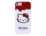 Coque rigide Hello Kitty blanche et noeuds rouges pour iPhone 5