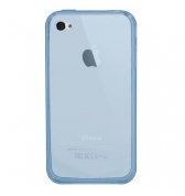 Coque silicone bleue clair avec prot&egrave;ge &eacute;cran iPhone 4 