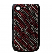 Coque noire strass argent et rouge motif flammes pour Blackberry 8520