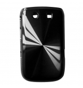 Coque rigide en m&eacute;tal stri&eacute; noir pour BlackBerry 9700 Bold