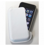 Etui vertical Blanc simili cuir lateral iPhone 3g 3gs