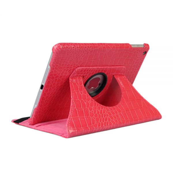 Etui rotatif 360° similicuir rose effet croco pour iPad Air