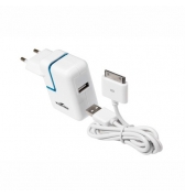 Bluestork chargeur blanc secteur un port USB de 2.1A pour iPad iPhone/iPod. 