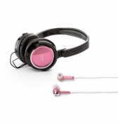 Casque et ecouteurs intra auriculaires assortis Lenco rose