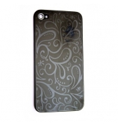 Vitre arriere noire arabesques pour iPhone 4S