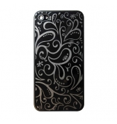 Vitre arrière noire arabesques argent iPhone 4S