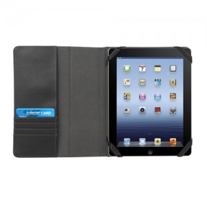 Etui business noir a rabat avec support et emplacement cartes de credit pour tout iPad Etui business noir a rabat avec support et emplacement cartes de credit pour tout iPad
