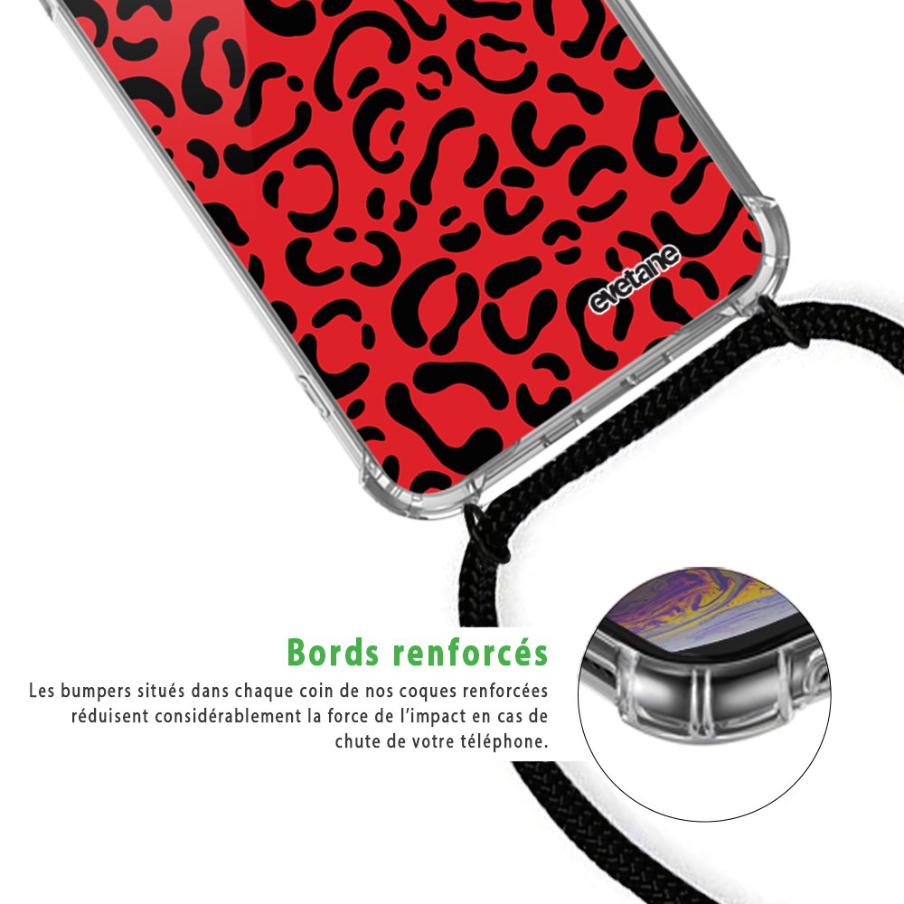 -6€98 sur Coque cordon pour iPhone 11 Pro noir Dessin Léopard Rouge ...
